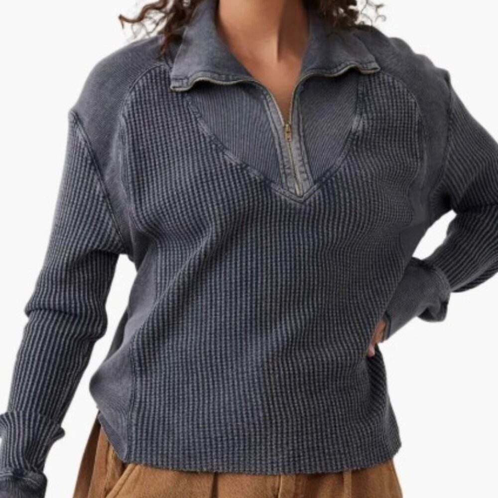 Free People "Ashton" Half Zip Thermal Top,  (XS, S), NWT    COMING SOON!